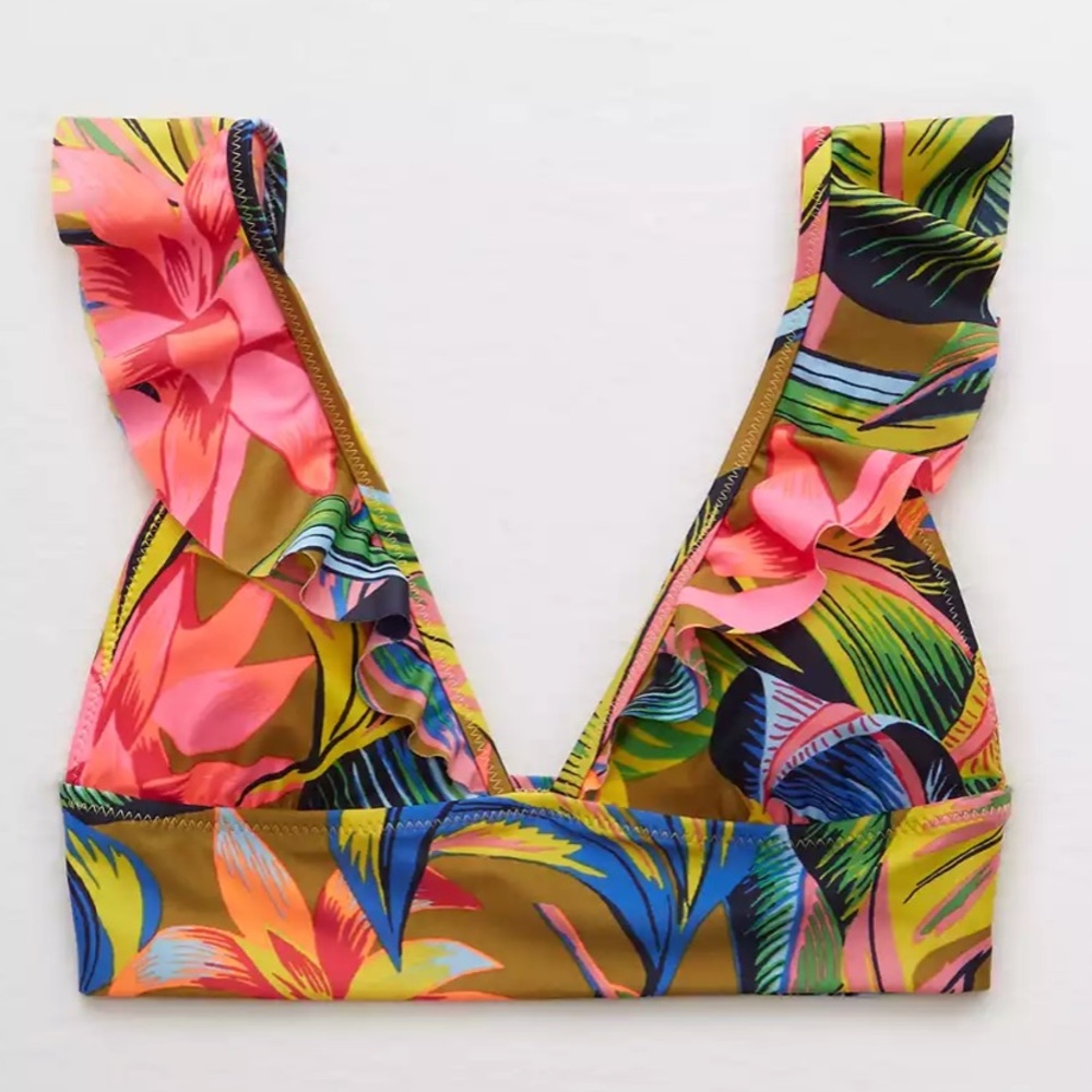 Aerie tropical bikini top M NWT!